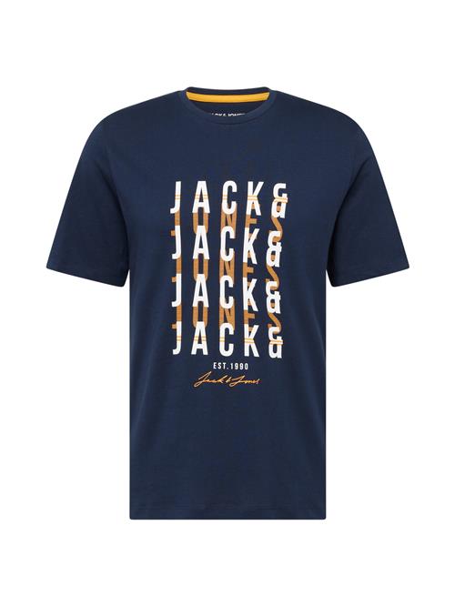 Se JACK & JONES Bluser & t-shirts 'JJDELVIN'  navy / orange / hvid ved About You