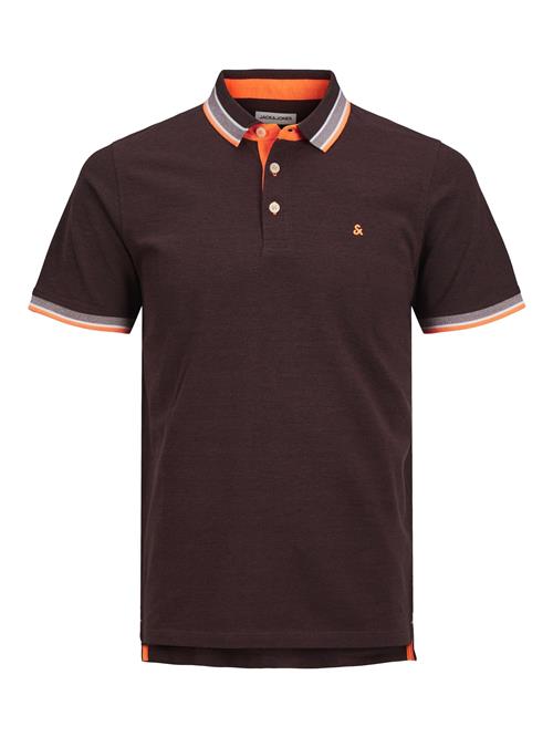 JACK & JONES Bluser & t-shirts 'JJEPAULOS'  mørkebrun / orange / hvid