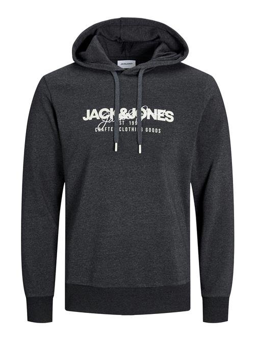 JACK & JONES Sweatshirt 'JJALVIS'  sort-meleret / hvid