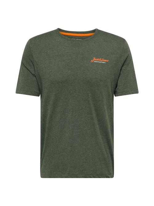 Se JACK & JONES Bluser & t-shirts 'JJERIK'  grøn-meleret / mørkeorange / hvid ved About You