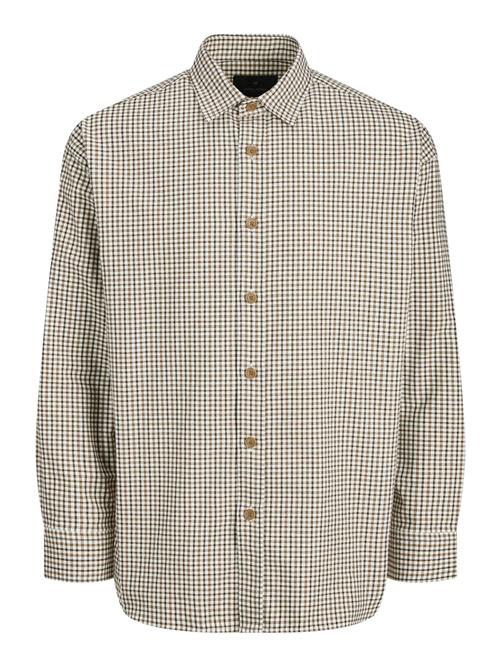 JACK & JONES Skjorte 'JPRBLAbradfort'  karamel / sort / hvid