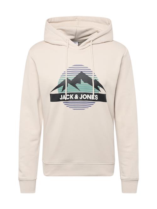 JACK & JONES Sweatshirt 'JJPEAK'  ecru / mørkelilla / sort / hvid