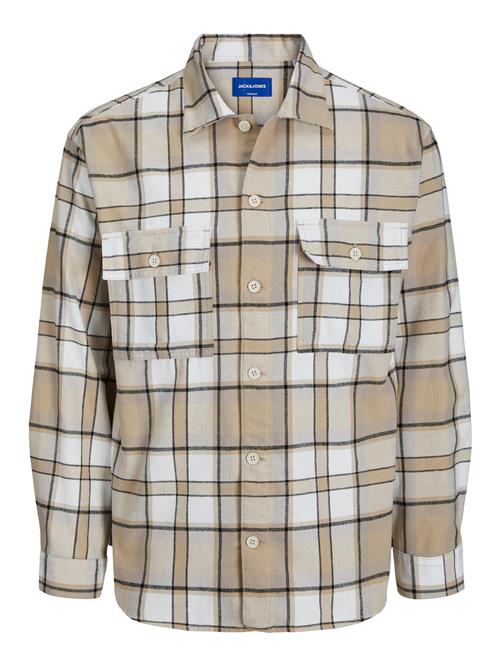 JACK & JONES Skjorte 'FRI'  lysebeige / mørkebeige / sort / hvid