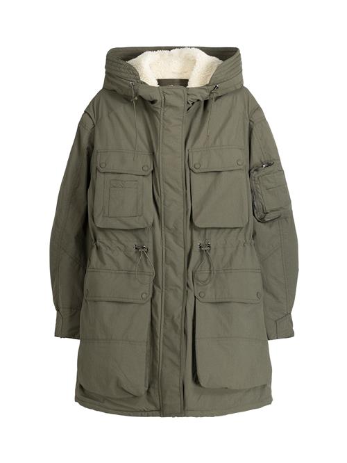 Bershka Overgangsparka  khaki / uldhvid