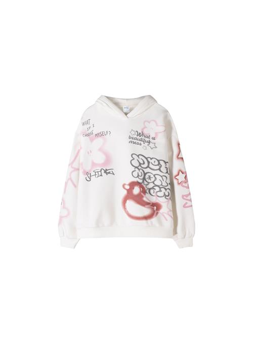 Se Bershka Sweatshirt  lyserød / burgunder / sort / hvid ved About You