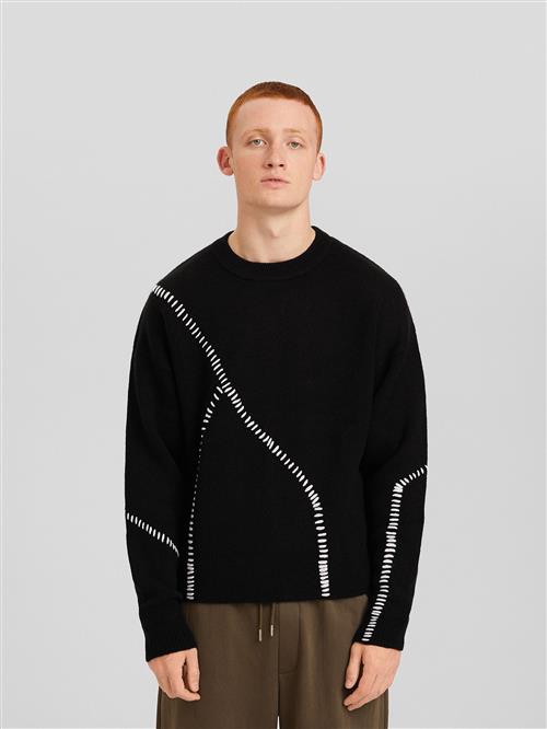 Bershka Pullover  sort / hvid