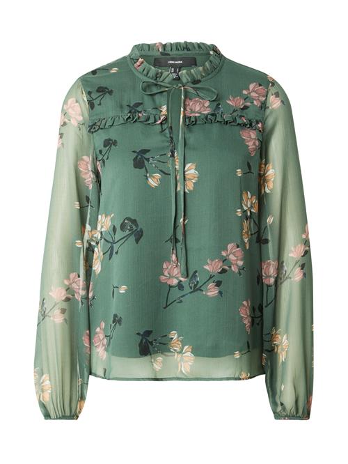 Se VERO MODA Bluse 'MILLA'  jade / gammelrosa / sort / hvid ved About You