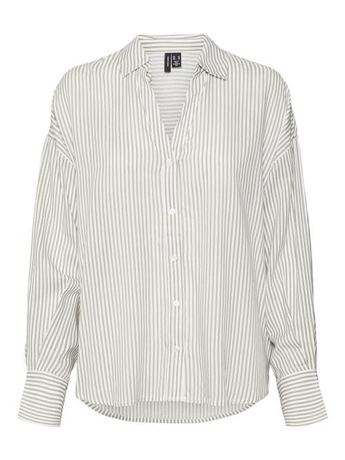 VERO MODA Bluse 'VMBumpy'  grå / hvid