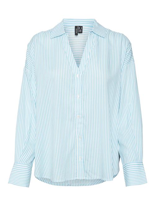 VERO MODA Bluse 'BUMPY'  blå / hvid