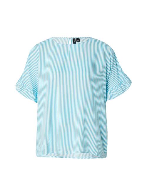 VERO MODA Bluse 'VMBUMPY'  turkis / hvid