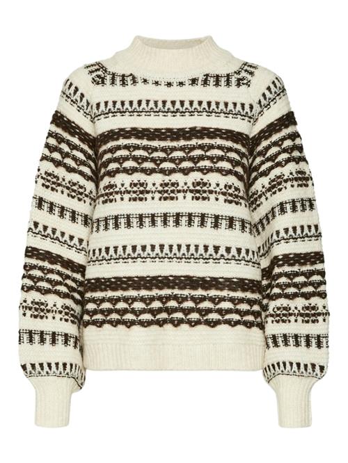 Se VERO MODA Pullover 'VMHENYA'  beige / mørkebrun ved About You