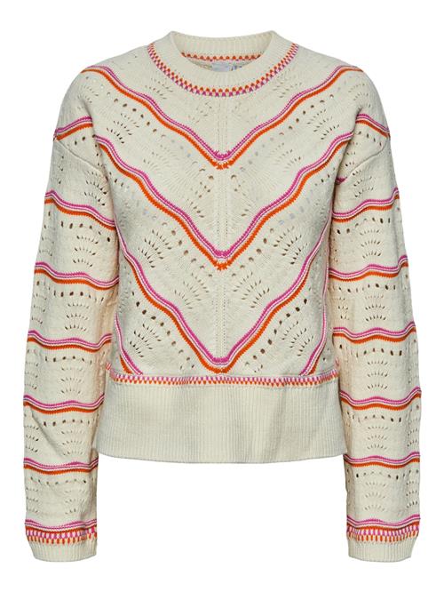 Y.A.S Pullover 'YASLIMERA'  beige / mørkeorange / fuchsia