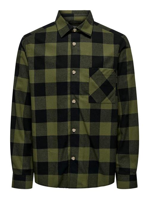 Only & Sons Skjorte 'MASON'  oliven / sort