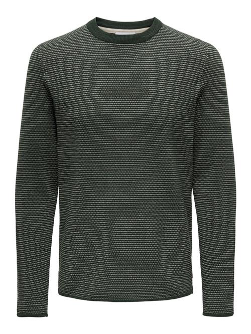 Only & Sons Pullover 'ONSNIGUEL'  grøn-meleret / hvid