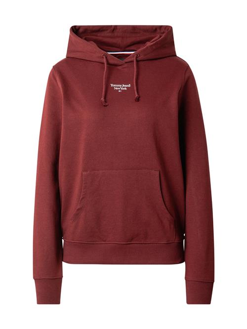 Se Tommy Jeans Sweatshirt 'ESSENTIAL'  bordeaux / hvid ved About You