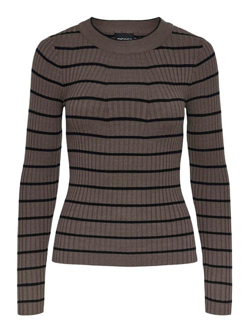 PIECES Pullover 'PCCRISTA'  brun-meleret / sort