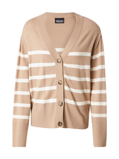 Se PIECES Cardigan 'PCSIA'  mørkebeige / hvid ved About You