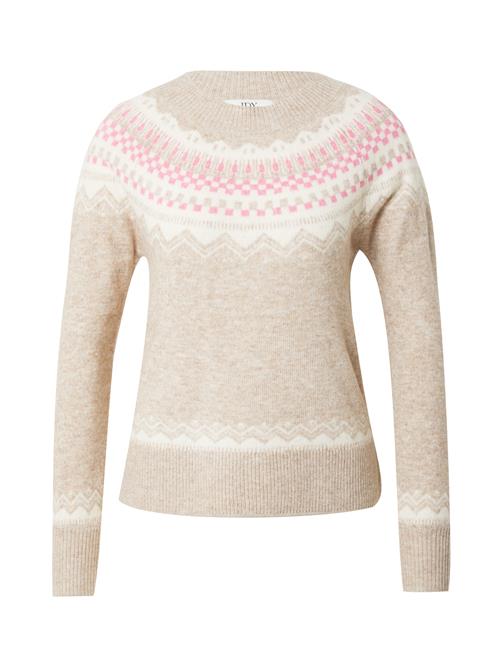 Se JDY Pullover 'JDYRAIN'  beige-meleret / lys pink / hvid ved About You