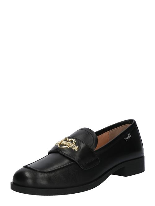 Se Love Moschino Slipper 'COLLEGE 25'  guld / sort ved About You