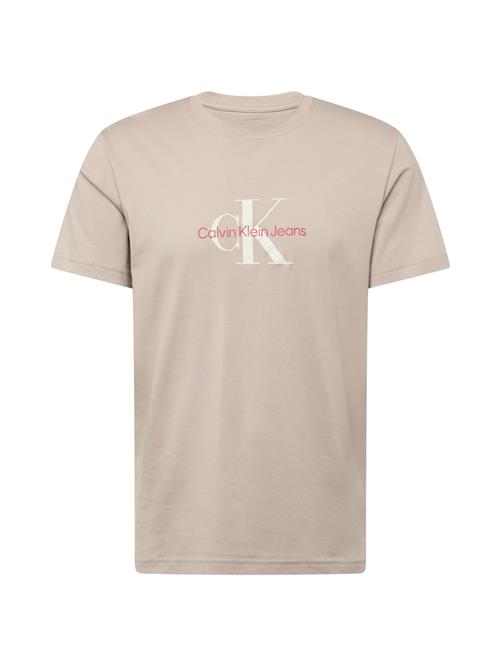 Calvin Klein Jeans Bluser & t-shirts 'DISTRESSED'  taupe / rød / hvid