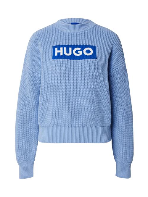 HUGO Pullover 'Sloger'  blå / dueblå / hvid