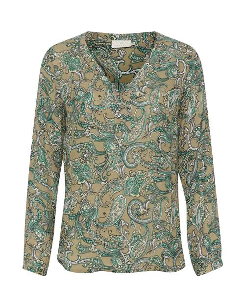 Kaffe Bluse 'Amber'  oliven / jade / hvid