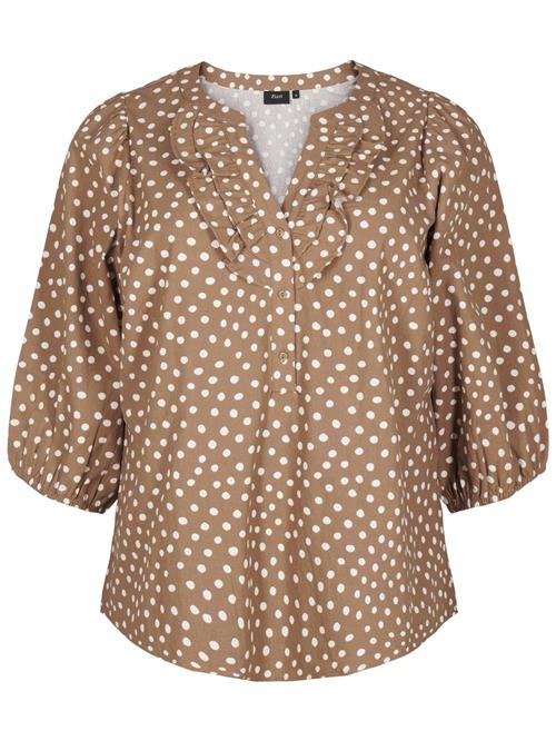 Zizzi Bluse  mokka / hvid