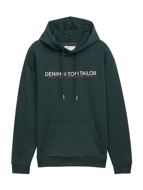 TOM TAILOR DENIM Sweatshirt  mørkegrøn / rød / hvid