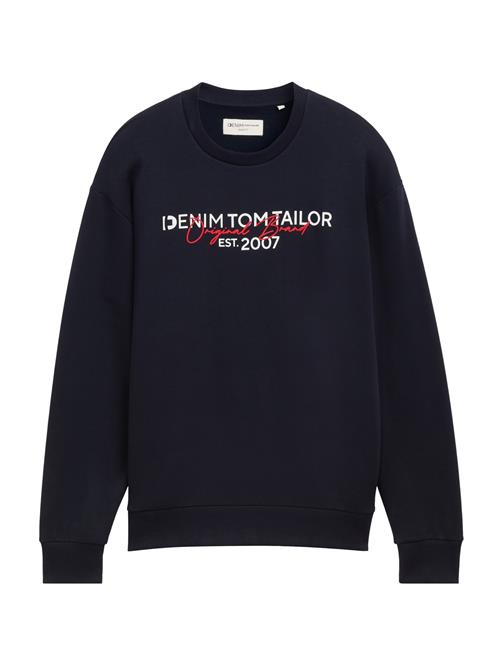 TOM TAILOR DENIM Sweatshirt  mørkeblå / rød / hvid