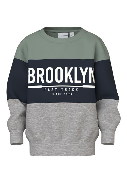 NAME IT Sweatshirt 'VEMIL'  navy / grå-meleret / grøn / hvid