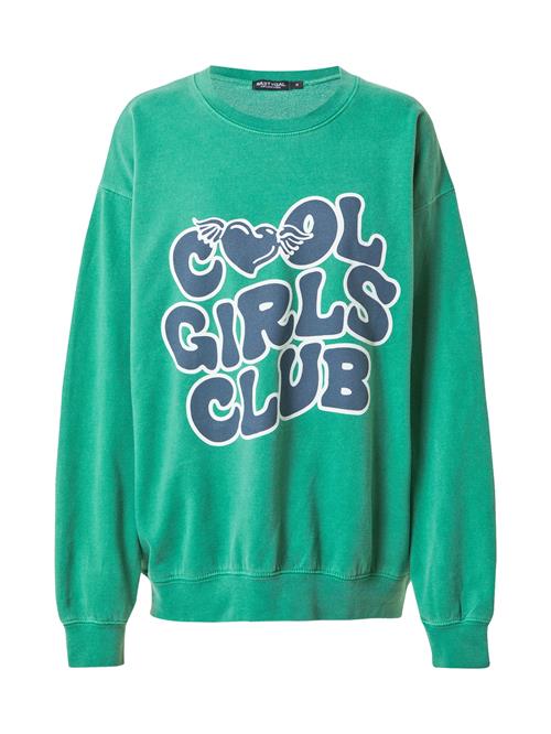 Se Nasty Gal Sweatshirt 'Cool Girls Club'  jade / mørkegrøn / hvid ved About You