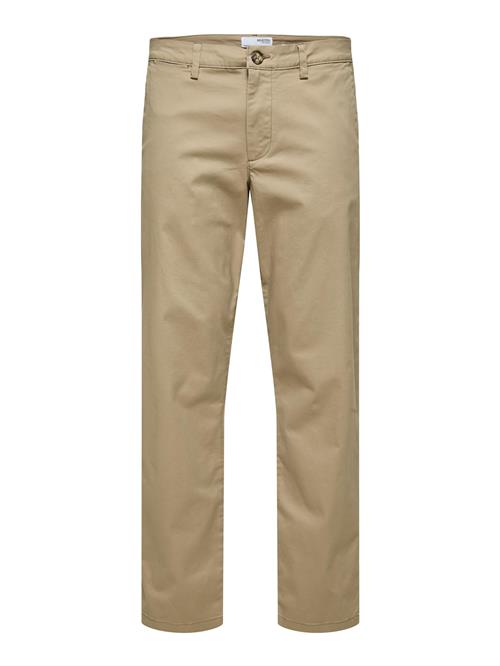 SELECTED HOMME Lærredsbukser 'New Miles'  camel / sort / hvid