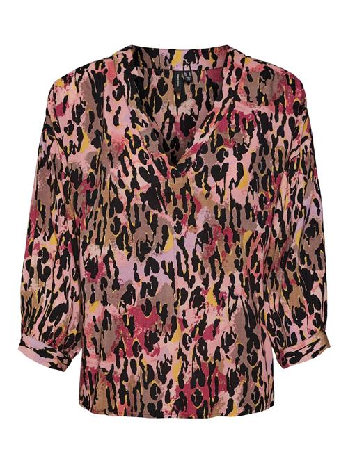 VERO MODA Bluse 'JAWI'  lysebrun / fuchsia / lyserød / sort