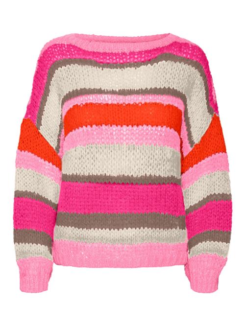 VERO MODA Pullover 'LANEY'  grå / basalgrå / mørkeorange / pink