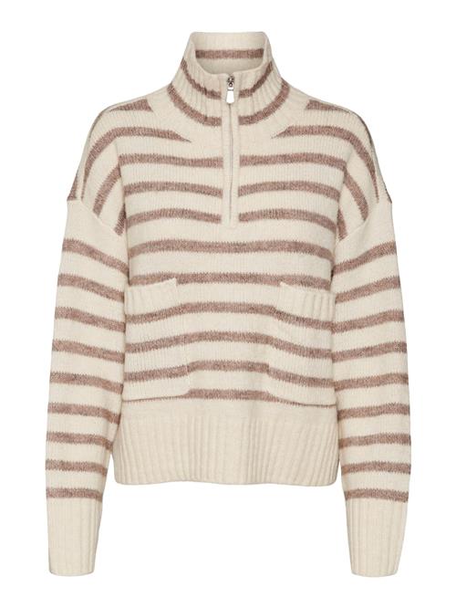 VERO MODA Pullover 'CARRY'  brun / uldhvid