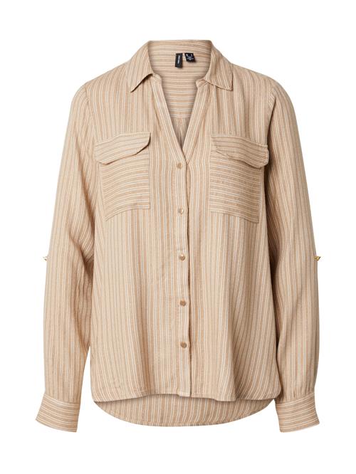 VERO MODA Bluse 'EMELI'  lysebeige / hvid