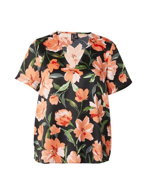 VERO MODA Bluse 'VMLILLIAN'  grøn / orange / sort / hvid