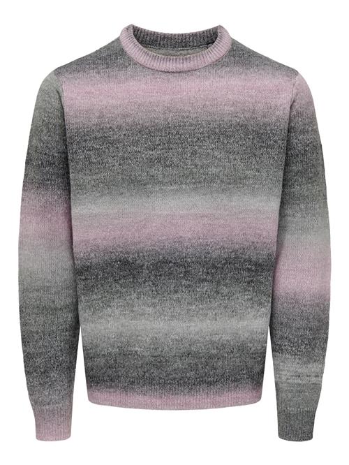 Only & Sons Pullover 'TIMBER'  mørkegrå / lysviolet