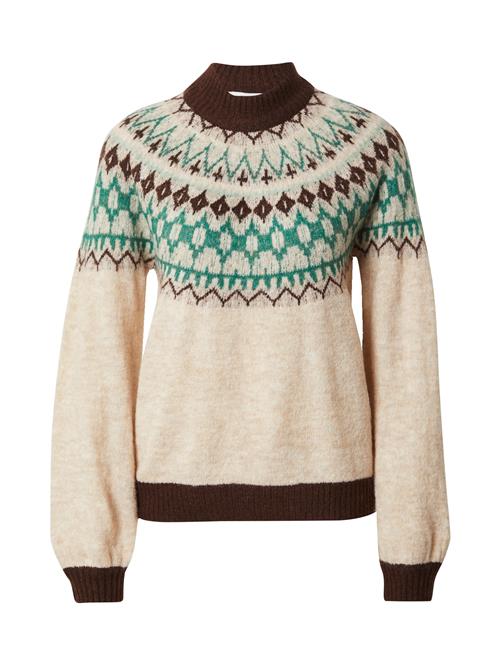 b.young Pullover 'Maritne'  beige-meleret / mørkebrun / jade