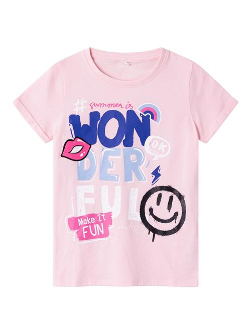 Se NAME IT Bluser & t-shirts 'AXINA HAPPY'  mørkeblå / pink / lyserød / sort ved About You