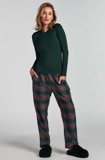 Hunkemöller Petite pyjamasbukser af Flannel grøn