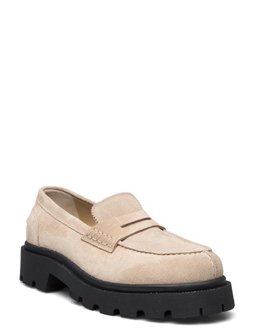 Se Selected Femme Slfemma Suede Penny Loafer Selected Femme Beige ved Booztlet