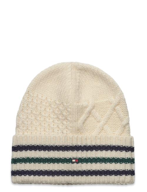 Th Flag Cable Knit Beanie Tommy Hilfiger Cream