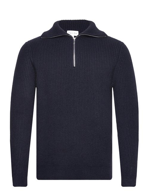 Se Davida Cashmere Man Chunky Rib Half Zip Davida Cashmere Navy ved Booztlet