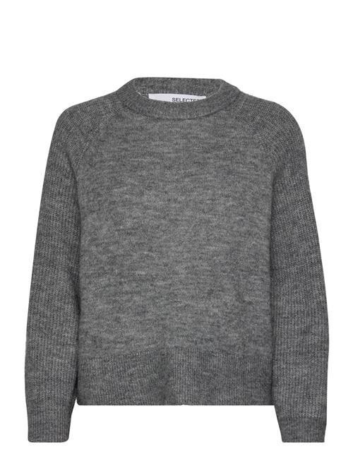 Slfrena Ls Knit O-Neck Camp Selected Grey