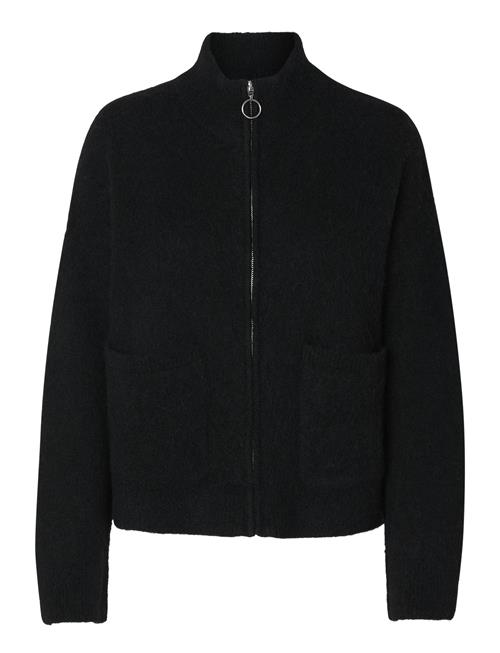 Se Selected Femme Slfsia Ras Ls Knit Zipper Cardigan Noos Selected Femme Black ved Booztlet