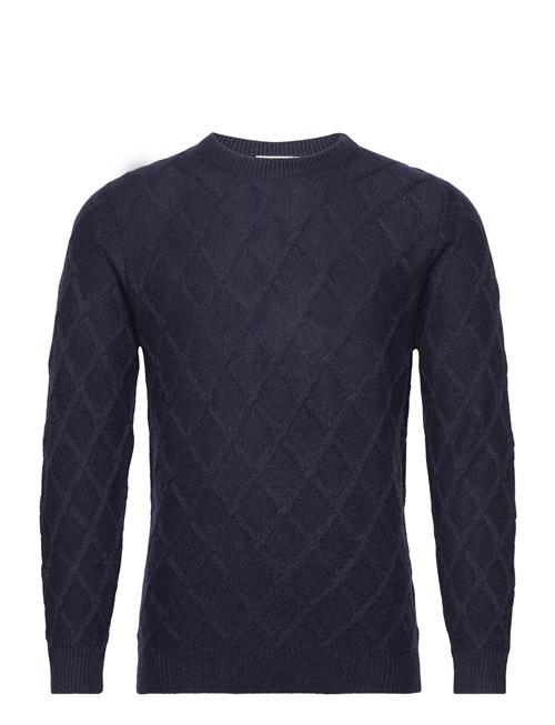 Davida Cashmere Man O-Neck Cable Sweater Davida Cashmere Navy