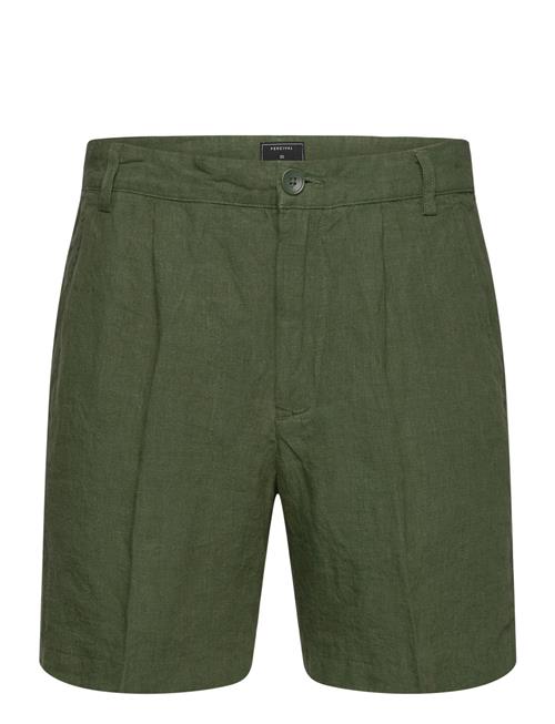 Percival Pleated Linen Shorts Percival Green