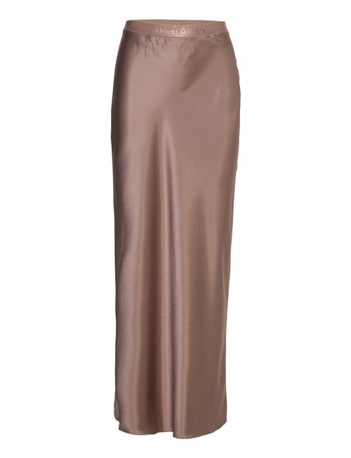 Ahlvar Gallery Hana Long Logo Satin Skirt Ahlvar Gallery Brown