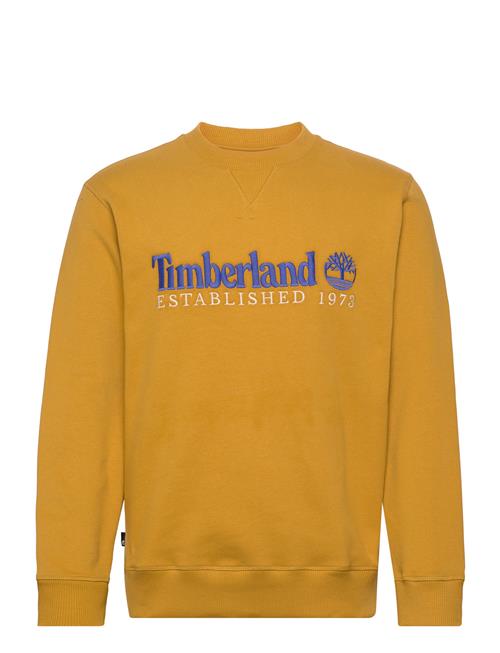 Established 1973 Embroidery Logo Brush Back Crew Neck Chai Tea Timberland Yellow